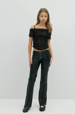 Gina Tricot Y sequin off shoulder top Svart Online