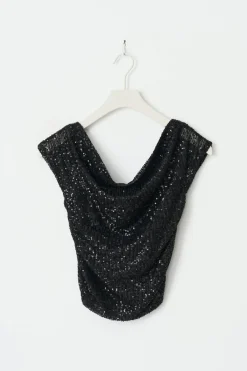Gina Tricot Y sequin off shoulder top Svart Online