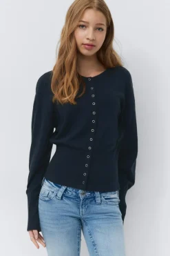 Gina Tricot Y shaped knitted cardigan Blå Online