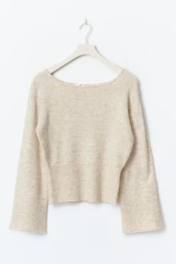 Gina Tricot Y shaped knitted sweater Beige Clearance
