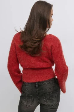 Gina Tricot Y shaped knitted sweater Rød Online