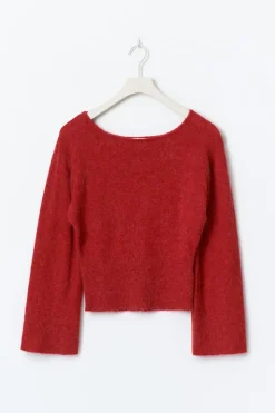 Gina Tricot Y shaped knitted sweater Rød Online