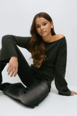 Gina Tricot Y shaped knitted sweater Grønn Discount