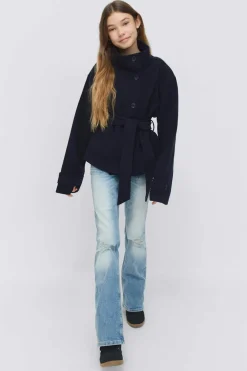 Gina Tricot Y short felt jacket Blå Discount