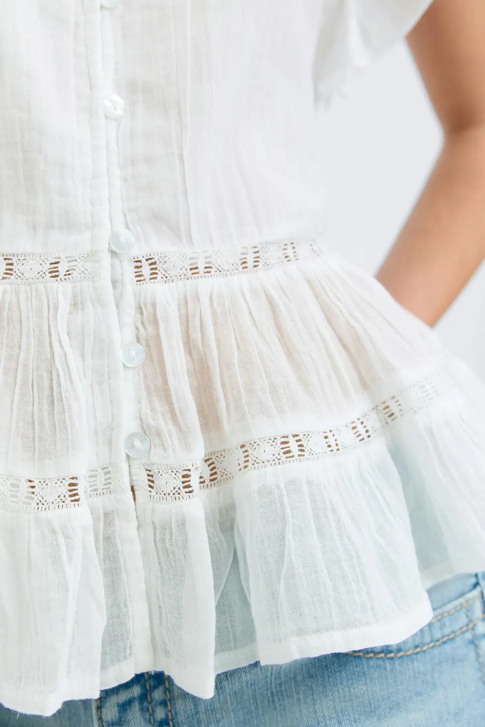 Gina Tricot Y short sleeve top Hvit Sale