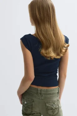 Gina Tricot Y short sleeve top Blå