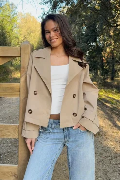 Gina Tricot Y short trench jacket Beige Outlet
