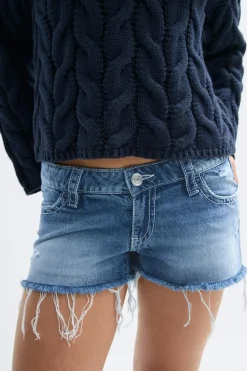 Gina Tricot Y sparkle low denim shorts Blå Discount