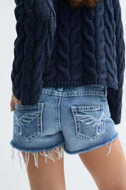 Gina Tricot Y sparkle low denim shorts Blå Discount