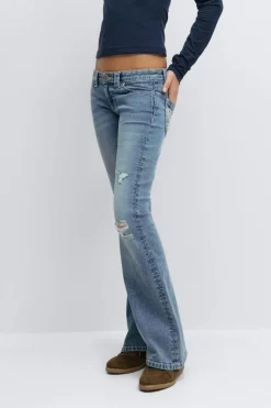 Gina Tricot Y sparkle low flare jeans Blå Online