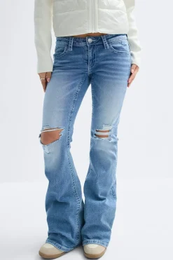 Gina Tricot Y sparkle low flare jeans Blå Outlet