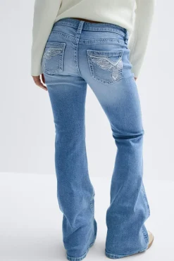 Gina Tricot Y sparkle low flare jeans Blå Outlet