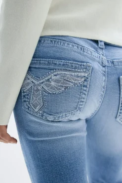 Gina Tricot Y sparkle low flare jeans Blå Outlet