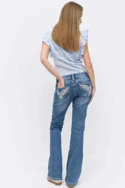 Gina Tricot Y sparkle low flare jeans tall Blå New