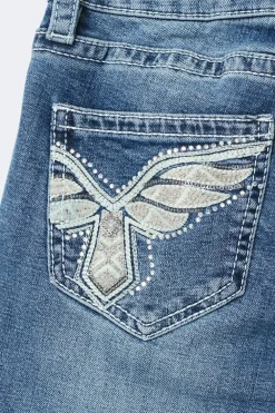 Gina Tricot Y sparkle low flare jeans tall Blå New