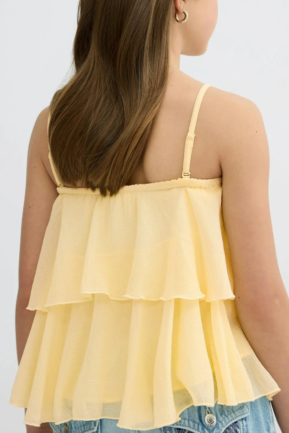 Gina Tricot Y strap frill top Gul Online