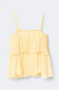 Gina Tricot Y strap frill top Gul Online