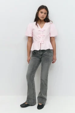 Gina Tricot Y tie peplum top Rosa Online