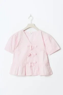Gina Tricot Y tie peplum top Rosa Online