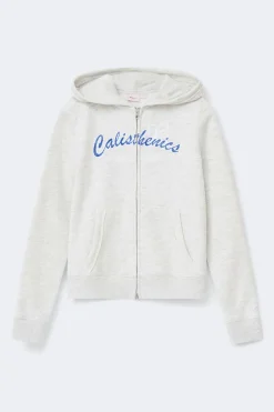 Gina Tricot Y y2k 2 way zip hoodie Grå Clearance