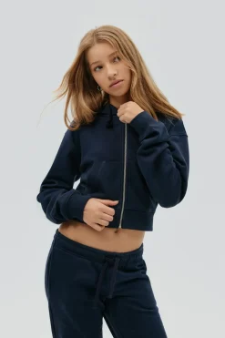 Gina Tricot Y zip hoodie Blå Online