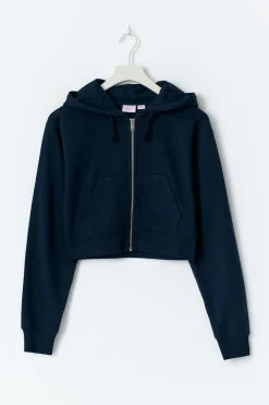 Gina Tricot Y zip hoodie Blå Online