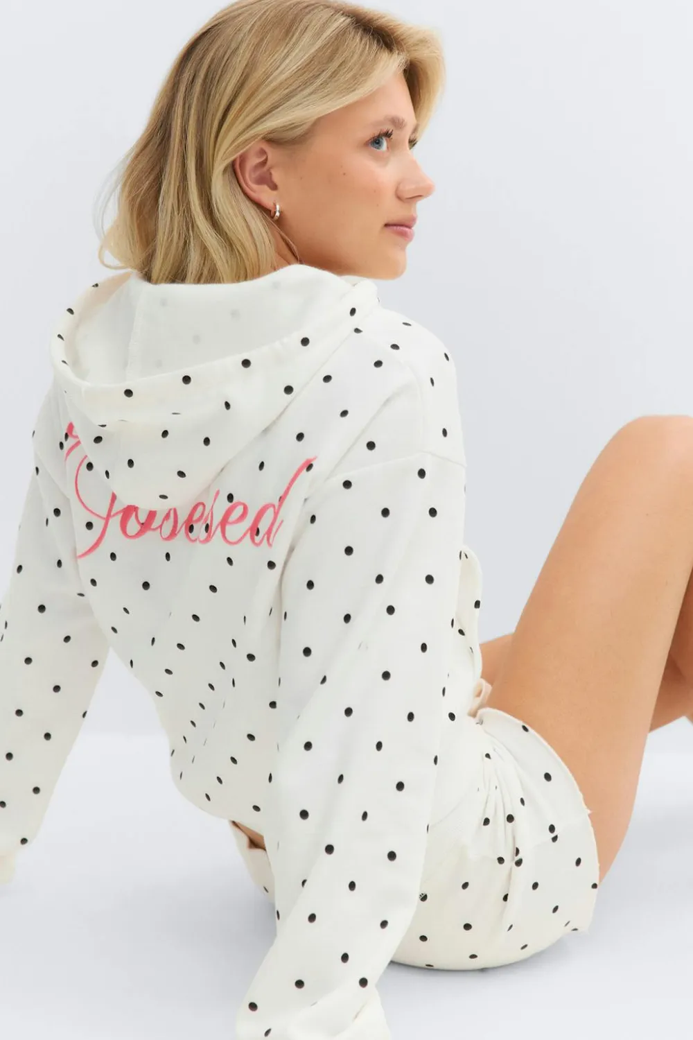 Gina Tricot 14+ zip hoodie Hvit