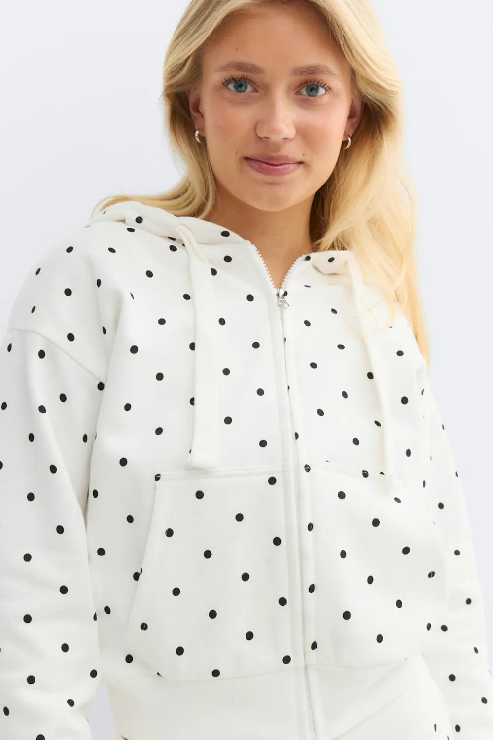 Gina Tricot 14+ zip hoodie Hvit