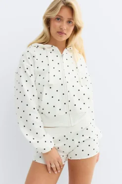 Gina Tricot 14+ zip hoodie Hvit