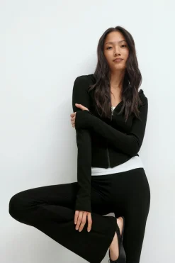 Gina Tricot Zip hoodie jacket Svart